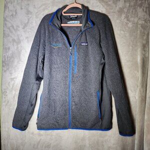 Patagonia Gray Fleece‎ Outdoorsy Sporty Deciphera Jacket L Full-Zip Blue Accents